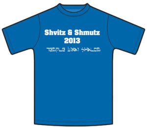 Members of Temple B’nai Shalom’s Team Shvitz & Shmutz designed their own shirts in preparation for the Saturday Run Amuck race.