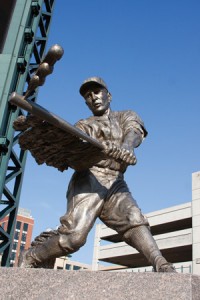 The statue of Hank Greenberg, who once hit 58 home runs in a season and never played on Yom Kippur, is in Comerica Park, the home of the Detroit Tigers. File photo