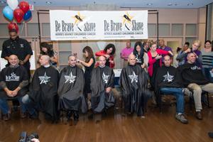 Some of the brave souls who had their heads shaved at the “Be Brave & Shave” fundraiser at Beth El. Photo by Carly Glazier