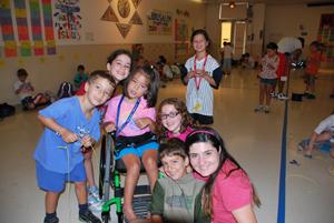 Special-needs campers play at Camp JCC, run by the JCCGW. Courtesy JCCGW