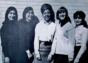 The girls of the Yeshiva High School’s first class of 1964 in their class graduation photo taken in the spring of 1967. 