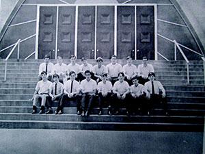 Students of the Boys Division on the steps of Ohev Sholom Congregation, 16th and Jonquil, Spring 1967.