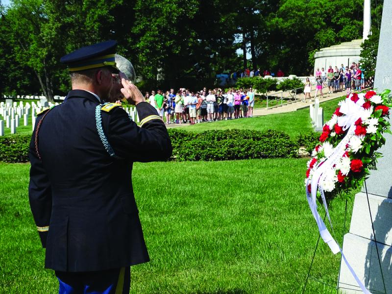 Wreath laying ceremony at the 3rd Infantry Division monument.