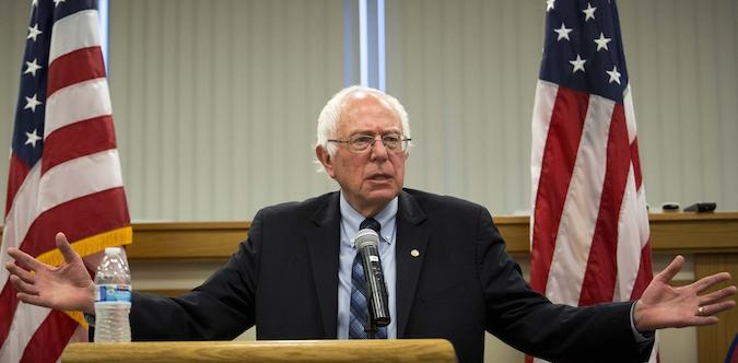 Bernie Sanders speaking at a town hall meeting at the International Brotherhood of Electrical Workers Local Union 26 office in Lanham, Maryland on May 5, 2015.  JTA 