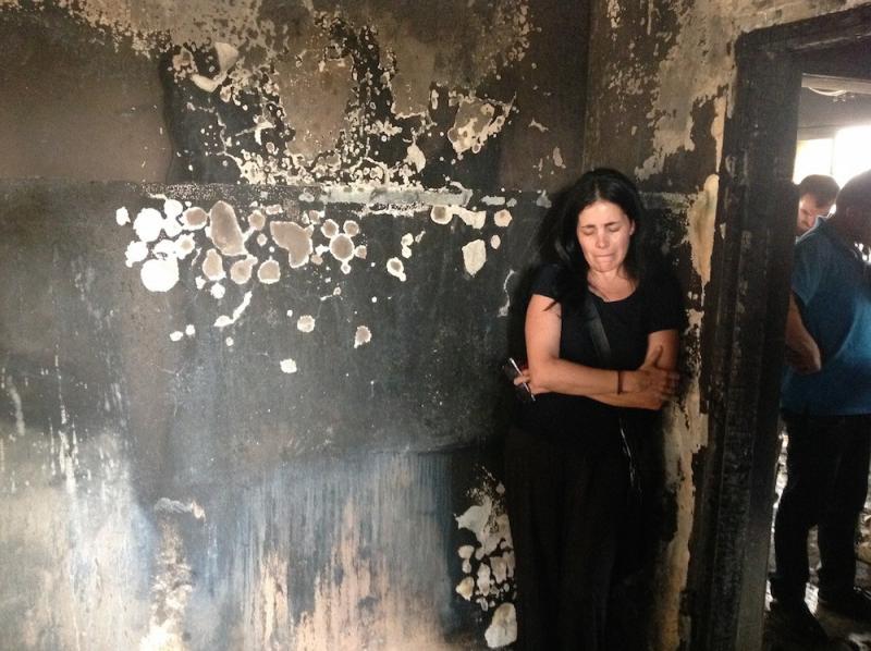 Tali Mizrahi, a member of the anti-racism group Light Tag, visited the home of a  Palestinian baby allegedly killed by Jewish arsonists.  Photo by Ben Sales/JTA