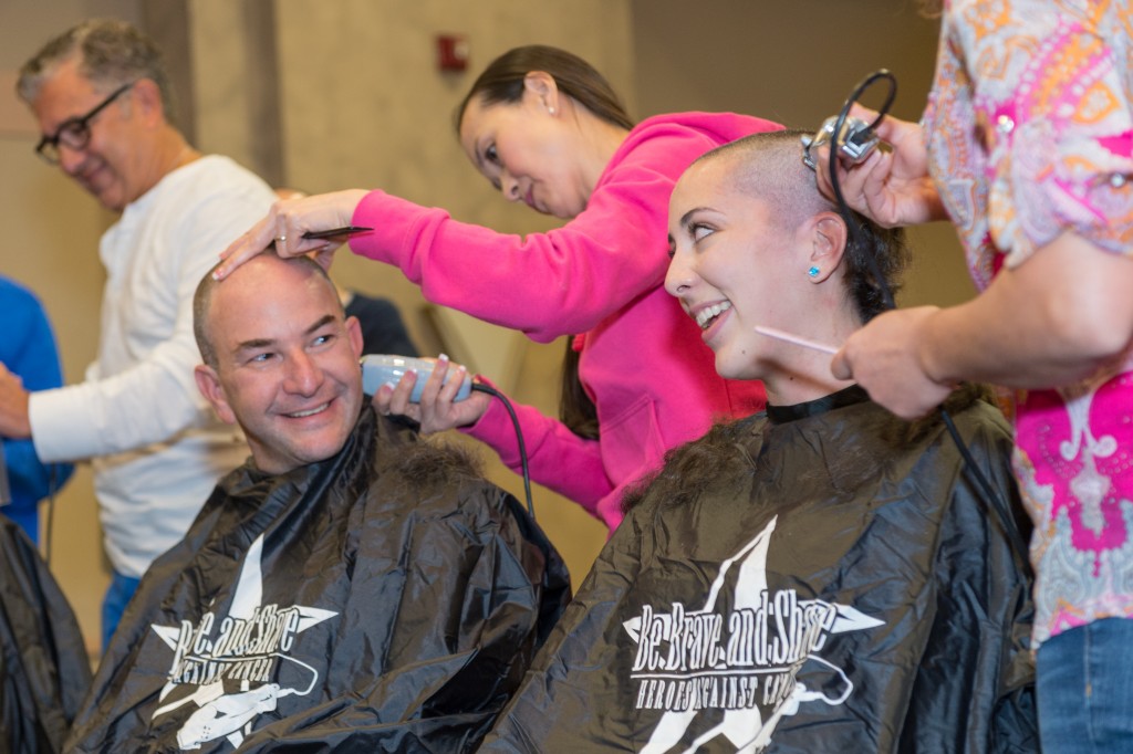 Dr. David Jacobsohn gets his head shaved at Congregation Beth El to show his support for children fighting cancer.Photo by Carly Glazier 