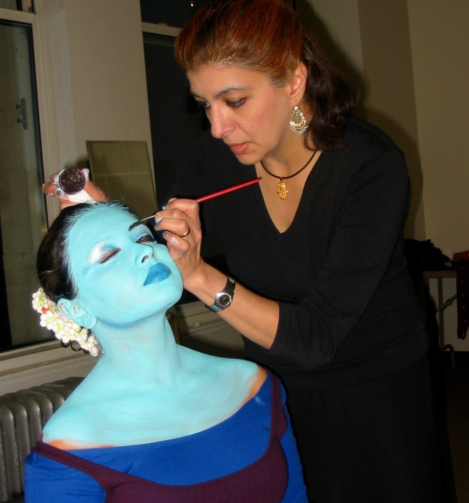 Indian-Jewish artist Siona Benjamin paints a dance partner blue.Photo provided