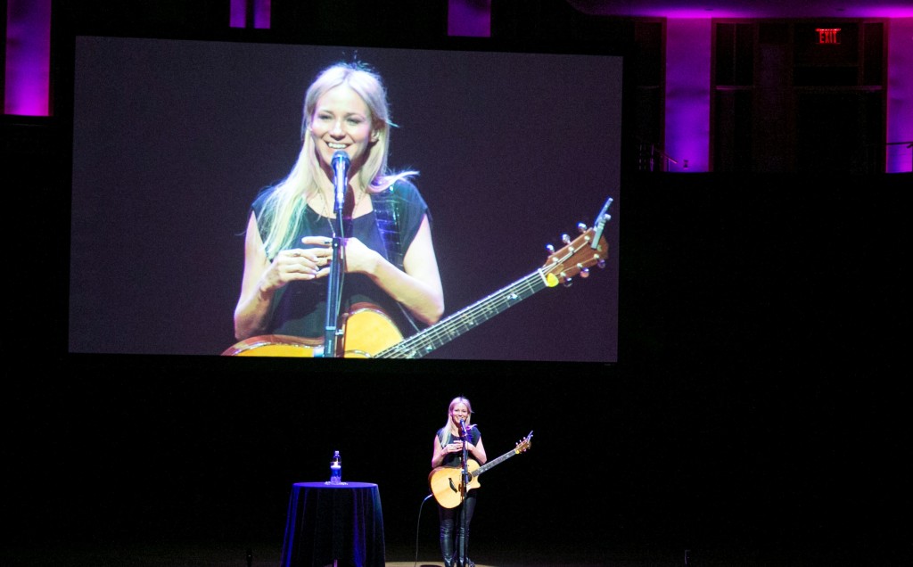 Singer Jewel performs at the 32nd Annual Jewish Foundation for Group Homes gala held Nov. 3 at The Music Center at Strathmore. The Pollin family chaired the event: Arlene and Andy Pollin, Roger Pollin, Eva and Lee Cowen, and Toni Pollin. Awards were presented to Vivian G. Bass (S. Robert Cohen Award) and Sandy and Stanley Bobb (Melvin S. Cohen Community Service Award).Photo courtesy of JFGH