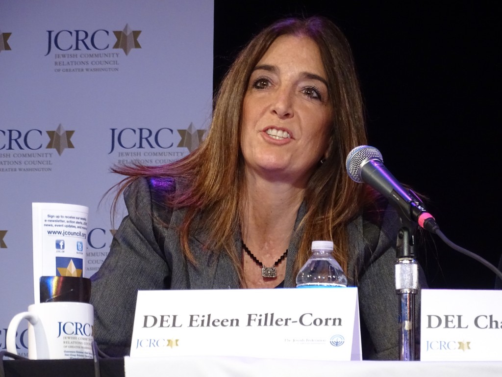 Del. Eileen Filler-Corn (D-District 41) speaks at the Northern Virginia Legislative Forum on Jewish Community Issues held Dec. 8 at the Jewish Community Center of Northern Virginia in Fairfax.Photo by Josh Marks