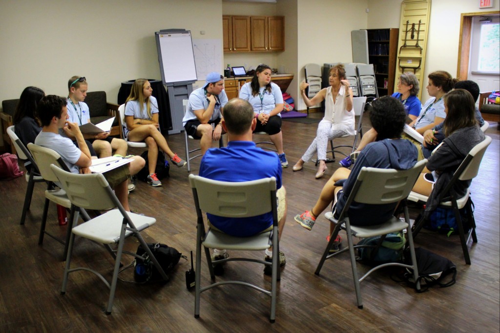 Participants in the Capital Camps Institute for Leadership and Learning role-play how to have a  difficult conversation.  Photo provided