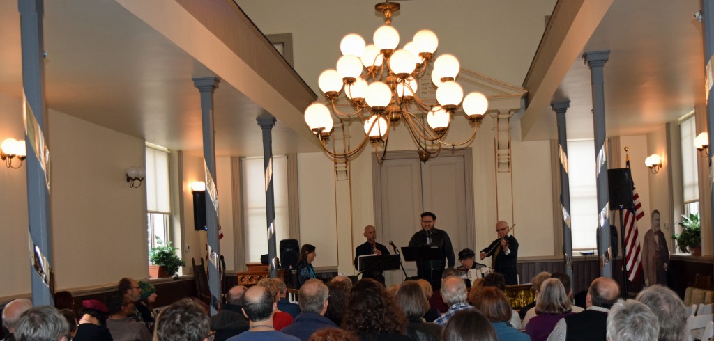 On Dec. 31, the Jewish Historical Society ushered in the new year with a sold-out First Night Klezmer Concert in its historic 1876 synagogue with the band Machaya. This is the society’s third annual concert, which is made possible in part by a grant from the D.C. Commission on the Arts and Humanities. “Last Call” programs like this one allow visitors to experience the city’s oldest synagogue before it is moved (again) as part of the Capitol Crossing development. The synagogue, today the Lillian & Albert Small Jewish Museum, was founded by mostly German-Jewish immigrants and once housed services, prayer and music in Yiddish.Photo courtesy of the Jewish Historical Society of Greater Washington