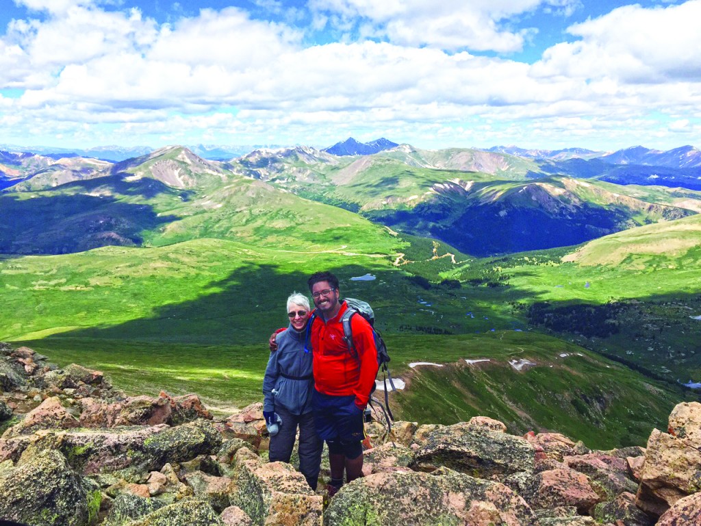 Gail Lipsitz pauses while climbing Mount Bierstadt with her son David. She has resolved to live an active retirement by doing activities such as hiking and traveling.Courtesy Gail Lipsitz