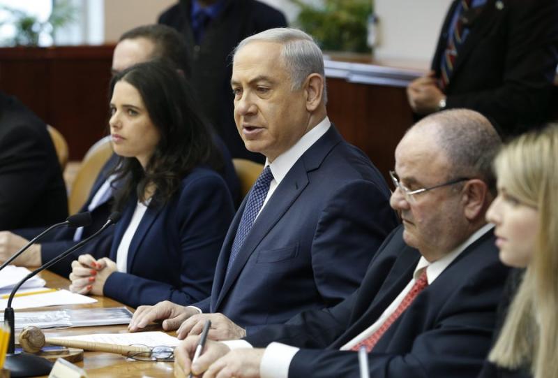 Israeli Prime Minister Benjamin Netanyahu attends the first Cabinet meeting of 2016. Photo: Amir Cohen/Pool/EPA/Newscom (C) attends the weekly cabinet meeting in Jerusalem, 03 January 2016. EPA/AMIR COHEN / POOL (Newscom TagID: epalive957151.jpg) [Photo via Newscom]