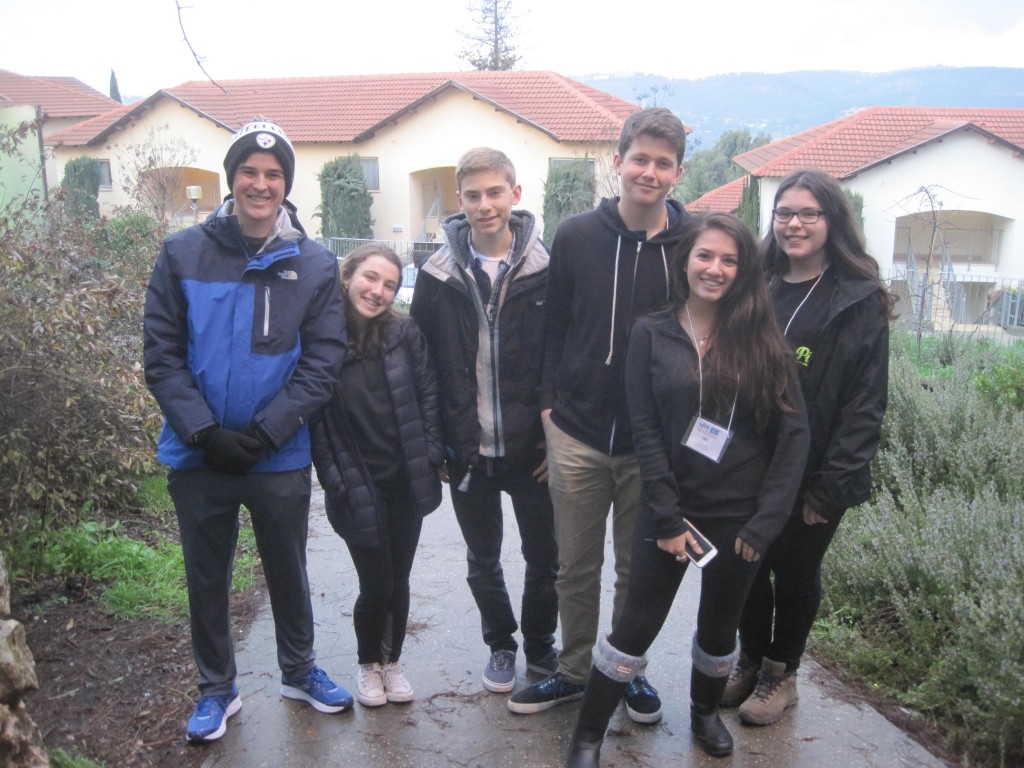 Area teens, from left, Jack Markowitz, Tamar Jacobsohn, Isaac Eichenbaum, Jake Bennett, Alina Gorban and Evelyn Gruen are among 63 North American students on the NFTY-EIE (Eisendrath International Experience) High School in Israel program. Their four-month session ends in May.Photo courtesy of URJ/NFTY-EIE High School in Israel 
