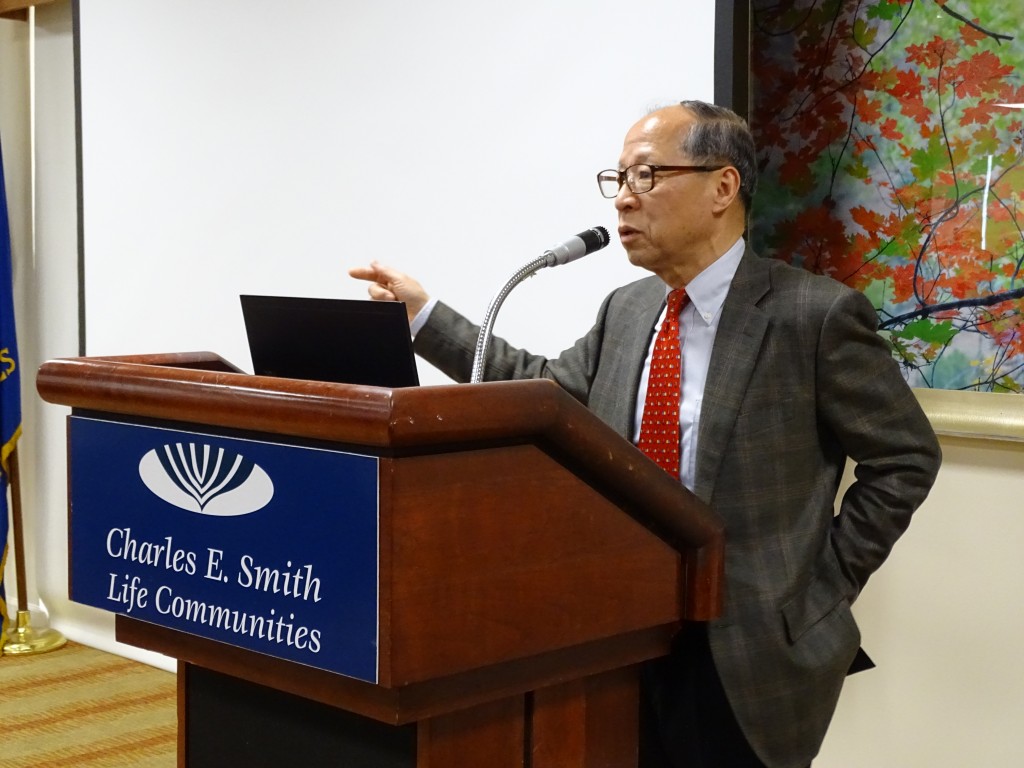  Japanese author Akira Kitade gives a presentation of his book Visas of Life and the Epic Journey: How the Sugihara Survivors Reached Japan on March 21 at the Ring House in Rockville.Photo by Josh Marks