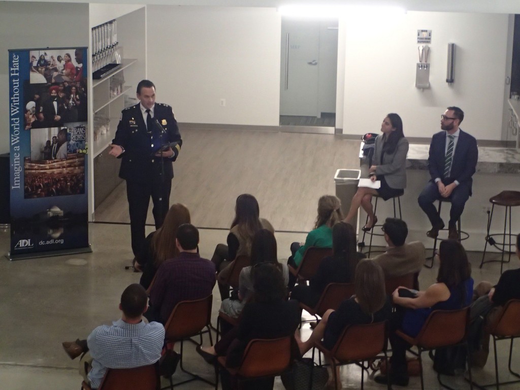 Metropolitan Police Department Assistant Chief Peter Newsham discusses the relationship between law enforcement and the Anti-Defamation League at the launch on March 17 of ADL’s NextGen young professionals initiative at the Center for American Progress.Photo courtesy of ADL