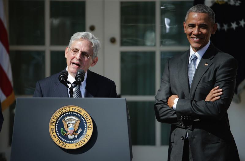 Judge Merrick B. Garland speaks after being nominated to the US Supreme Court as U.S. President Barack Obama looks on, in the Rose Garden at the White House, March 16. Photo by Chip Somodevilla/Getty Images