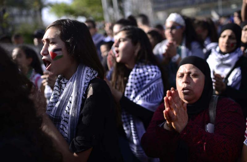 Arab Israelis take part in a rally in a protest against the demolition of Arab homes across Israel, at Rabin Square in Tel Aviv, on April 28, 2015. Photo by Tomer Neuberg/Flash90