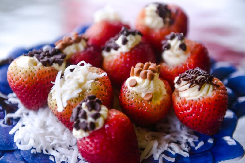 Cheesecake-stuffed strawberries. Photo by David Stuck