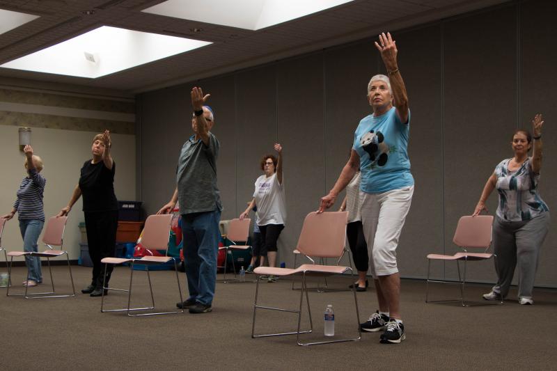 The fall-prevention class at Congregation Beth Emeth is partly based on the martial art Tai Chi. Photo by Justin Katz 