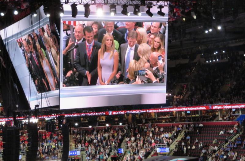 Donald Trump’s children celebrating at the Republican National Convention in Cleveland as their father is formally nominated, July 19, 2016. (Ron Kampeas)