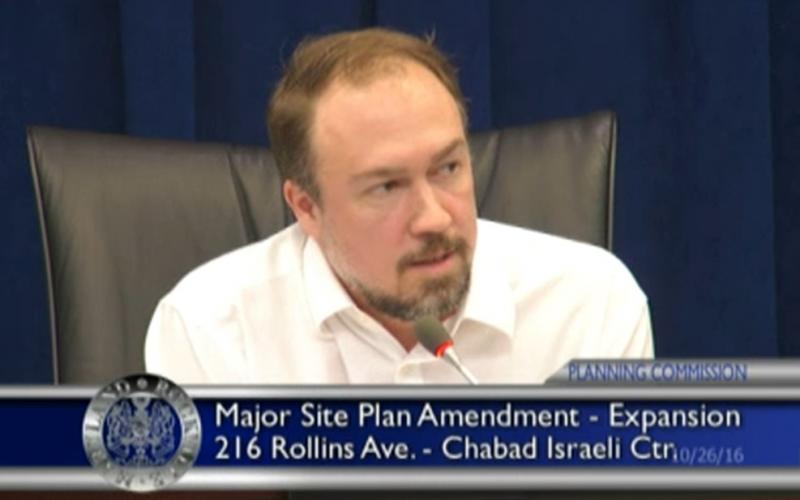 A screenshot of planning commission chair Charles Littlefield at Wednesday’s hearing. He voted in favor of the Chabad Center’s proposal. 