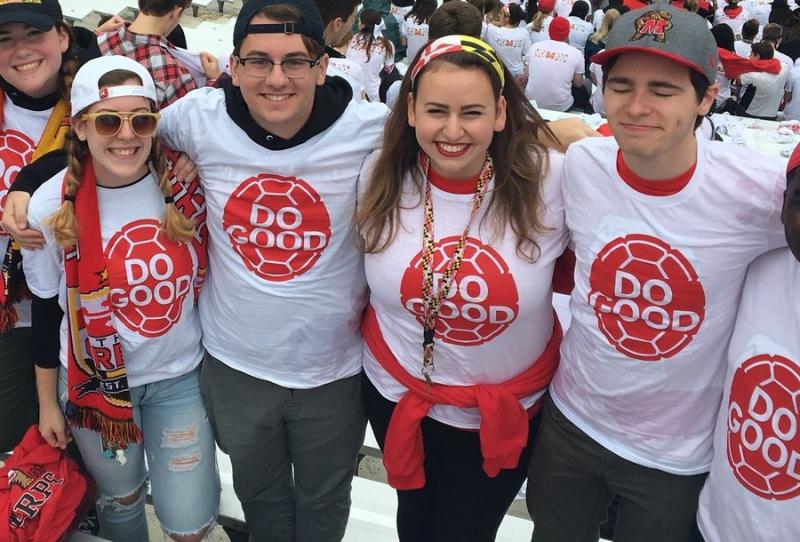 College freshman Hanna Briskin, second from right, with her friends at a Maryland football game. Photo provided 