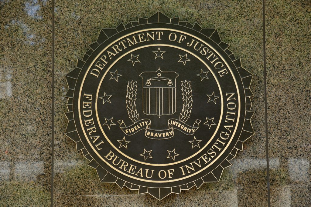 The FBI logo outside the headquarters building in Washington. Photo by YURI GRIPAS/AFP/Getty Images